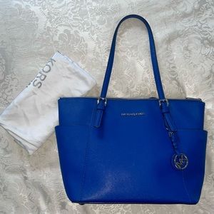 Michael Kors Jet Set East West Tote, Saffiano Leather, Sapphire Blue